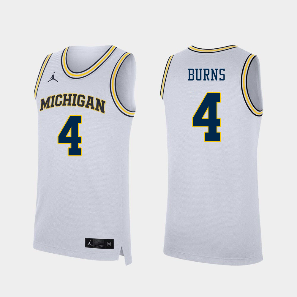 Men #4 Ian Burns Michigan Wolverines College Basketball Jerseys Sale-White - Click Image to Close